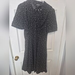 Voodoo Vixen Black Dress with Heart Polkadots Size L US 8 NWT